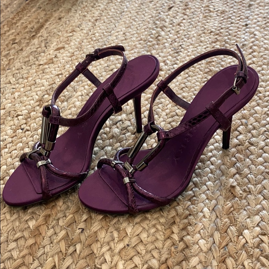 Burberry Purple Patent Leather T-Strap Heels
